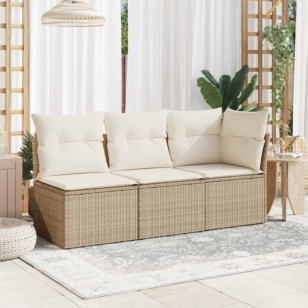 havestol med hynder uden armlæn polyrattan beige