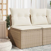 havestol med hynder uden armlæn polyrattan beige
