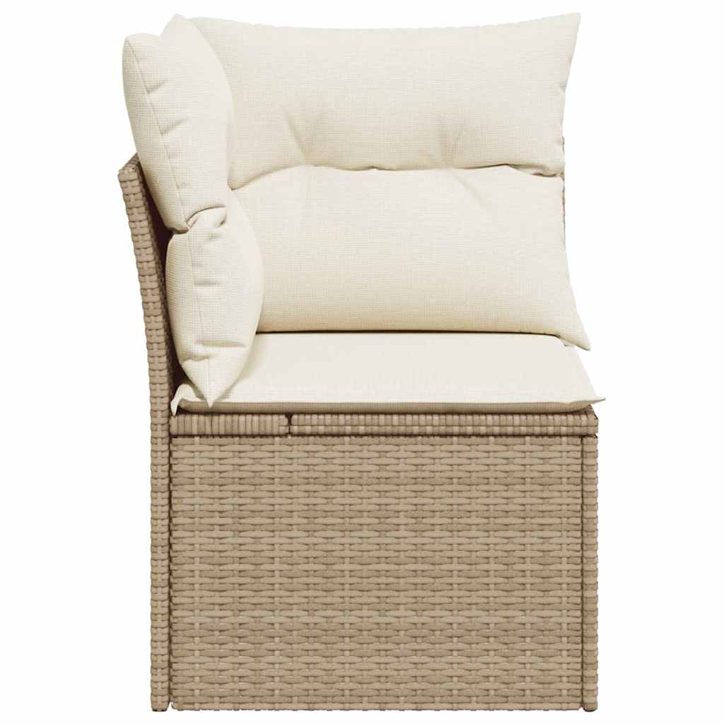 hjørnemodul til havesofa med hynder polyrattan beige