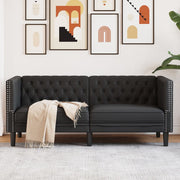 2-personers Chesterfield-sofa kunstlæder sort