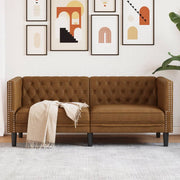 2-personers Chesterfield-sofa imiteret ruskind brun