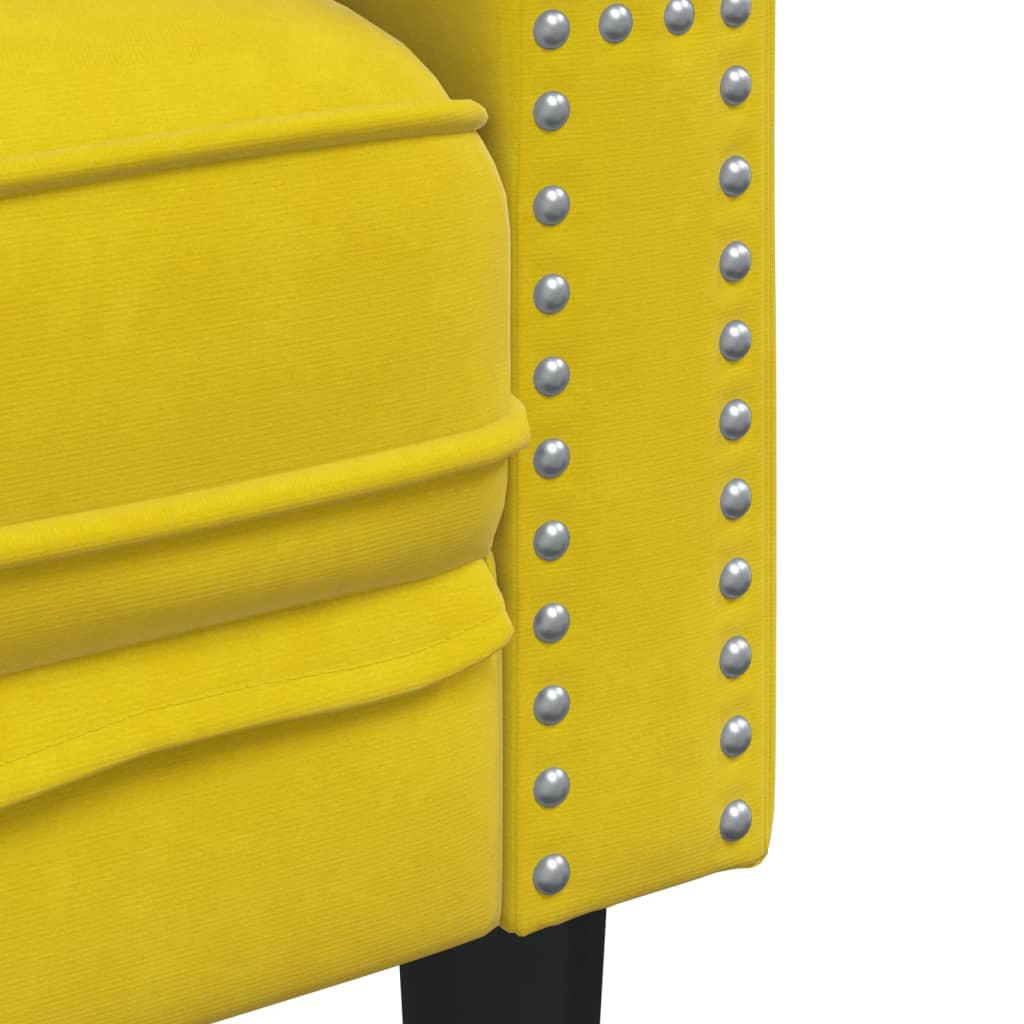 2-personers Chesterfield-sofa med bolsterpuder fløjl gul