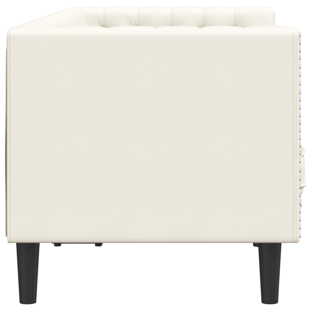 2-personers Chesterfield-sofa m. bolsterpuder fløjl cremefarvet
