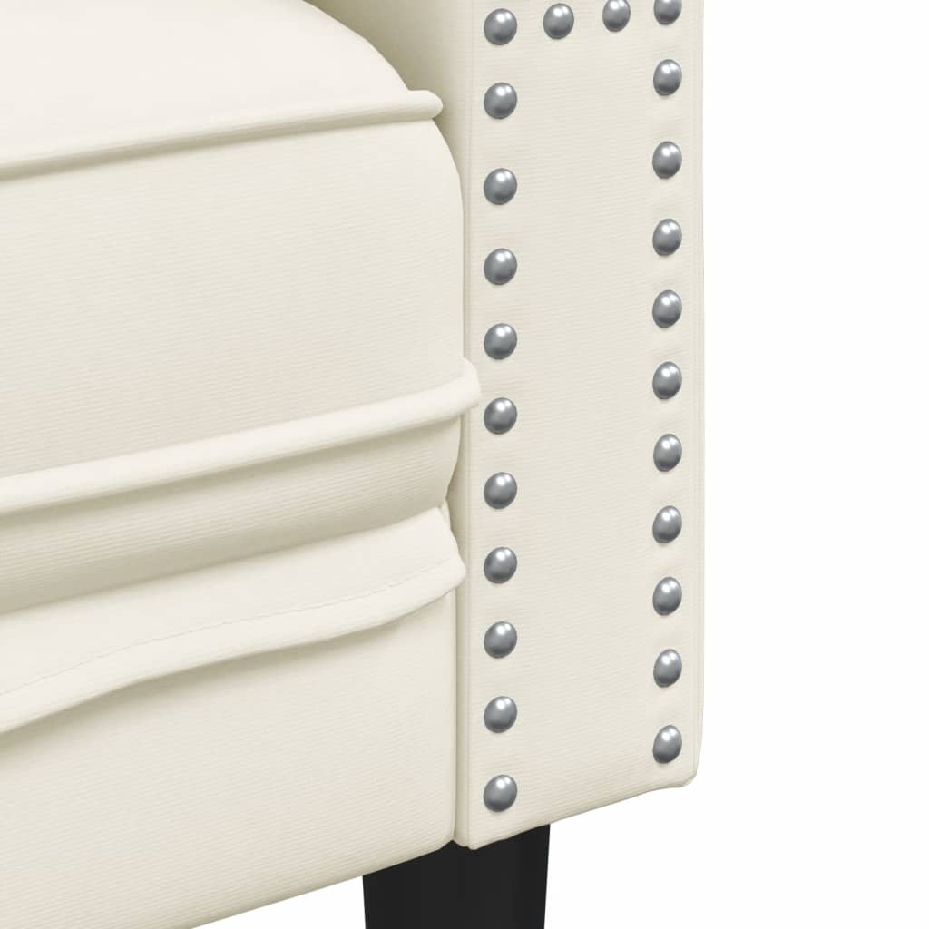 2-personers Chesterfield-sofa m. bolsterpuder fløjl cremefarvet