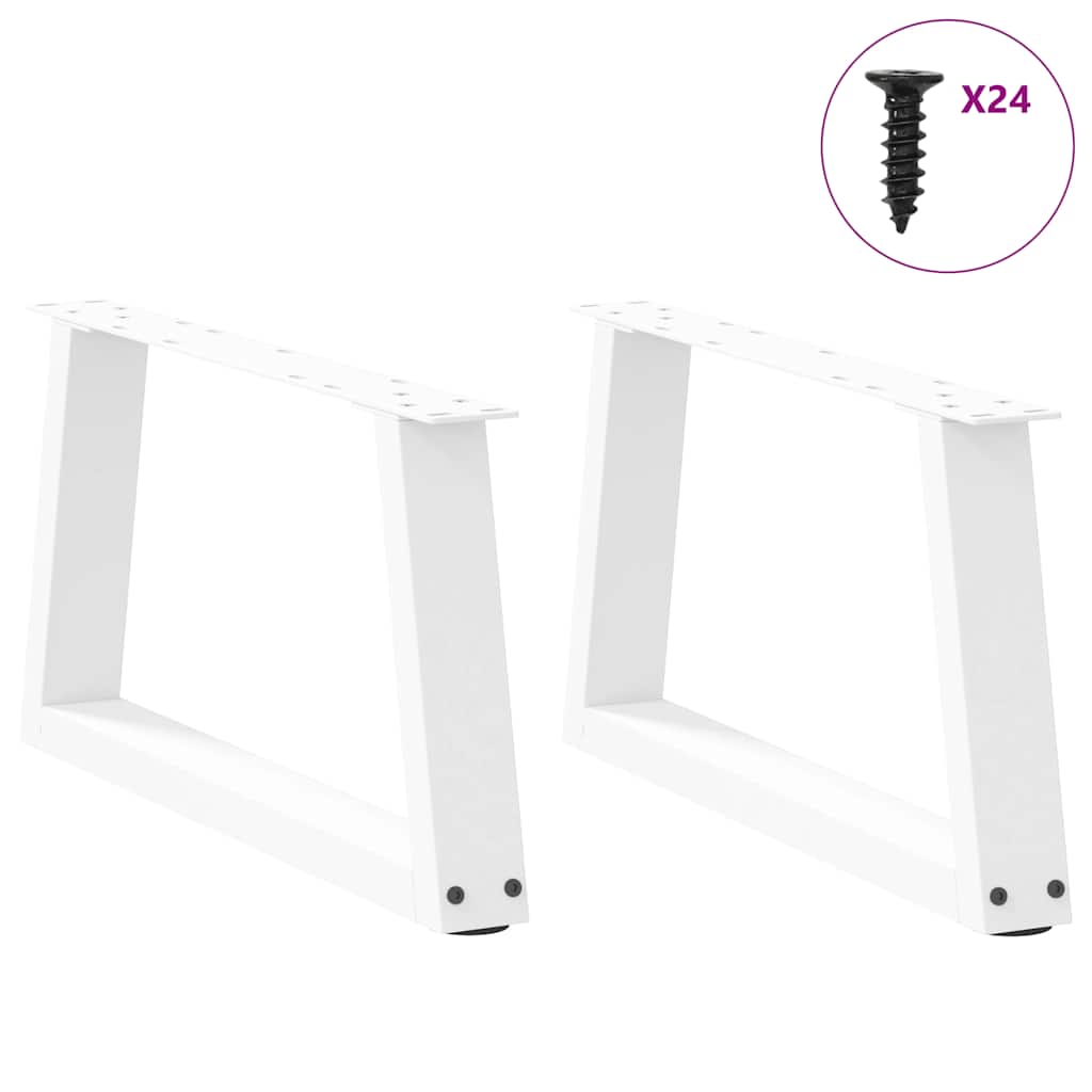 sofabordsben V-formet 2 stk. hvid 60 x (30-31,3) cm stål