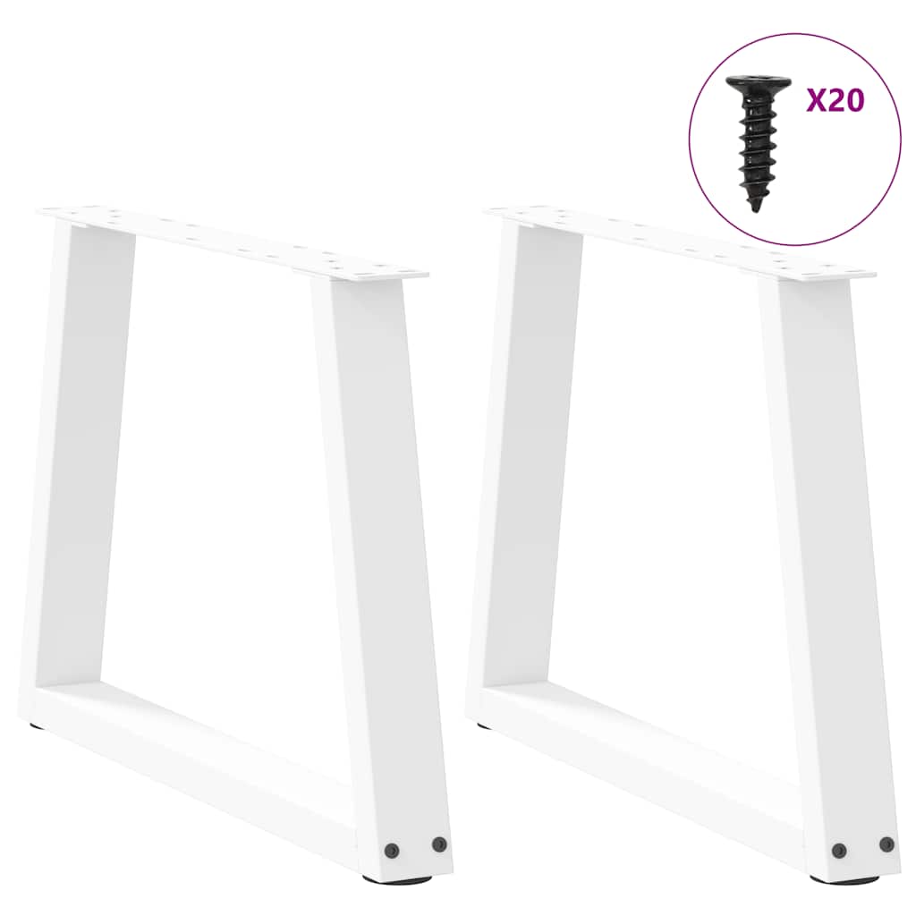 sofabordsben V-formet 2 stk. hvid 50x(42-43,3) cm stål