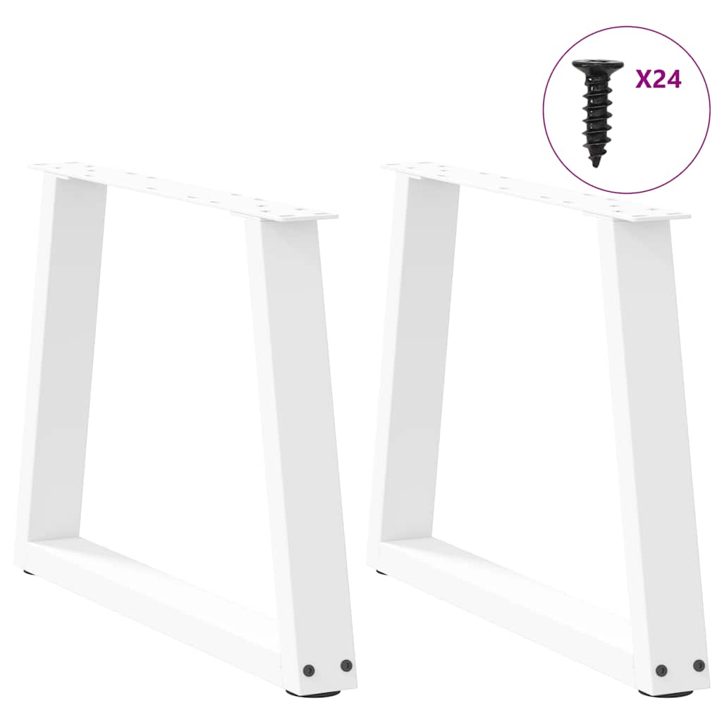 sofabordsben V-formet 2 stk. hvid 60 x (42-43,3) cm stål