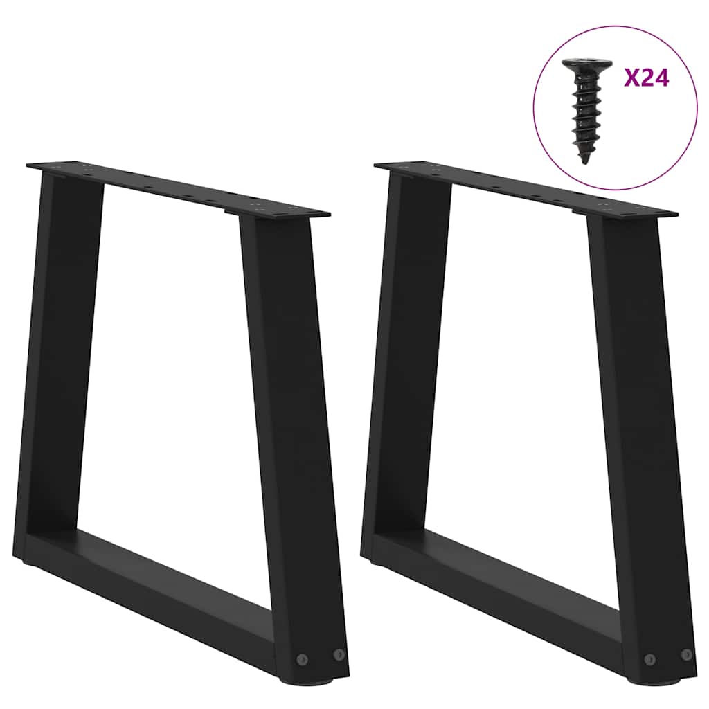 sofabordsben V-formet 2 stk. sort 70 x (42-43,3) cm stål