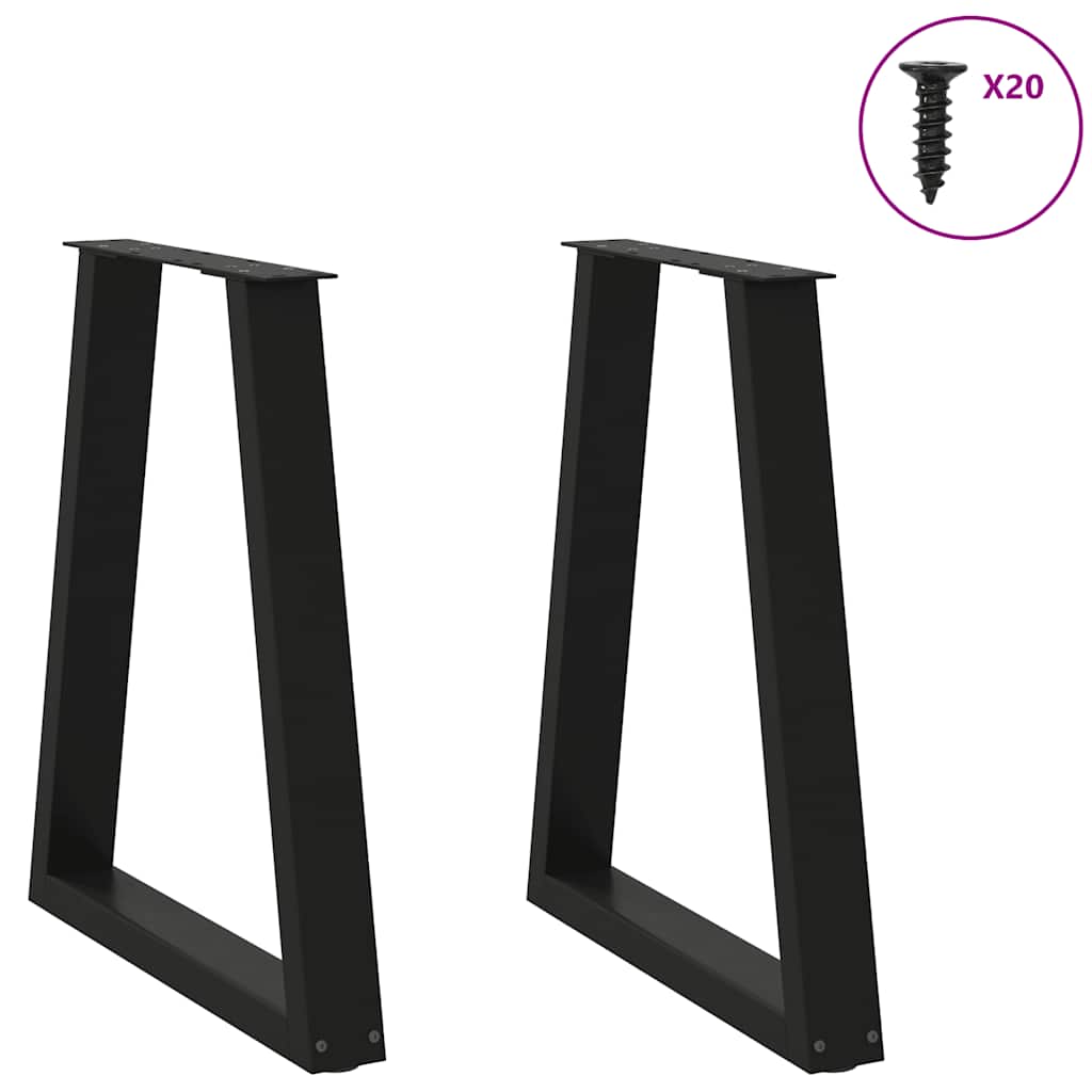 spisebordsben V-formet 2 stk. sort 60 x (72-73,3) cm stål