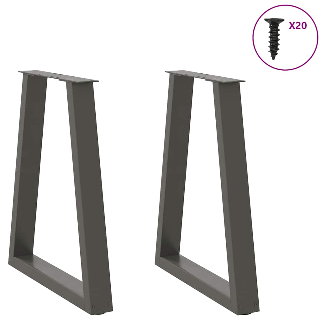spisebordsben V-formet 2 stk. antracit 60x(72-73,3) cm stål