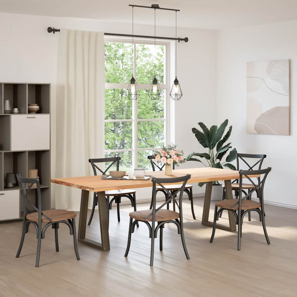 spisebordsben V-formet 2 stk. naturstål 60 x (72-73,3) cm stål