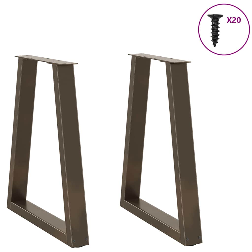 spisebordsben V-formet 2 stk. naturstål 60 x (72-73,3) cm stål