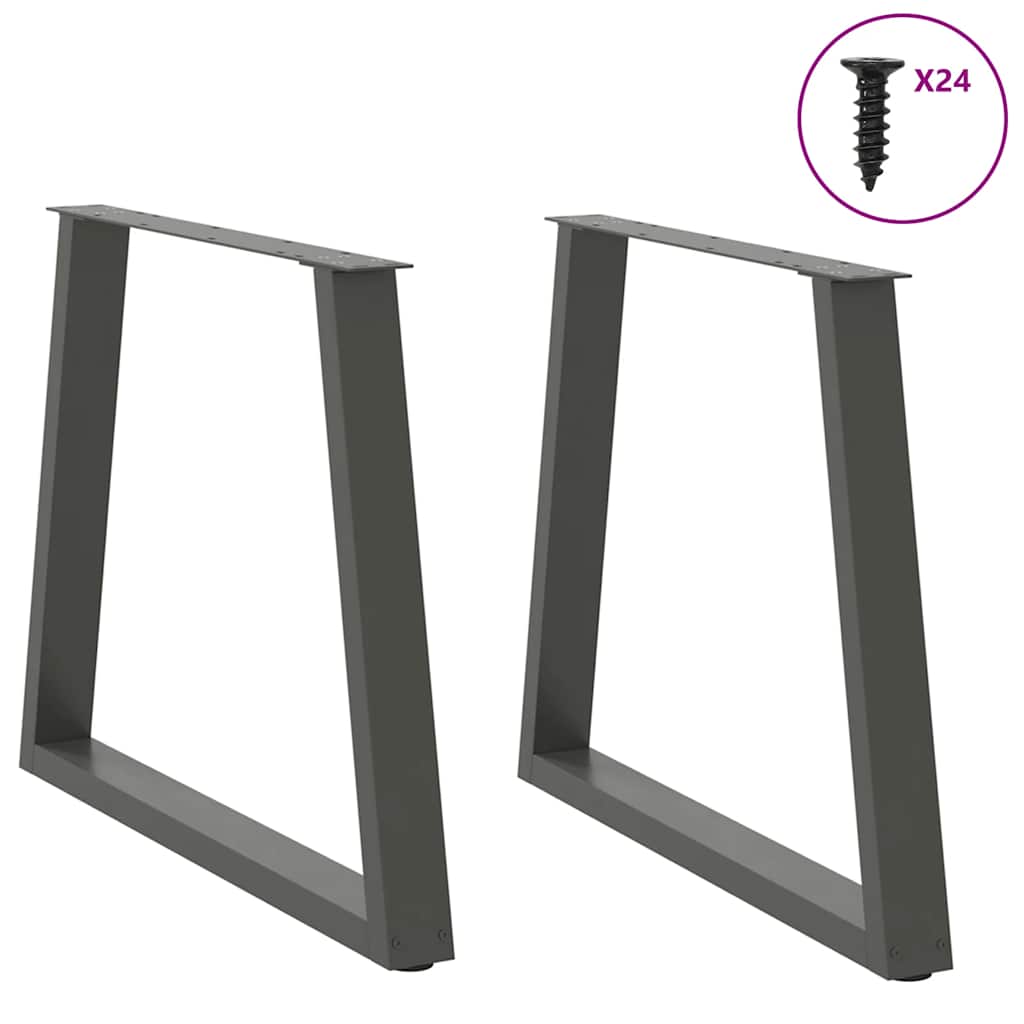spisebordsben V-formet 2 stk. antracit 70 x (72-73,3) cm stål
