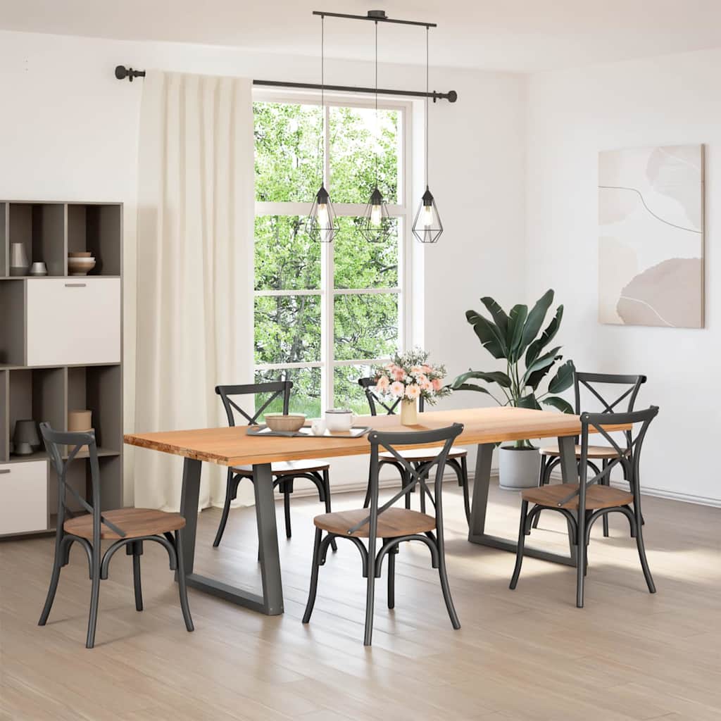spisebordsben V-formet 2 stk. antracit 80x(72-73,3) cm stål