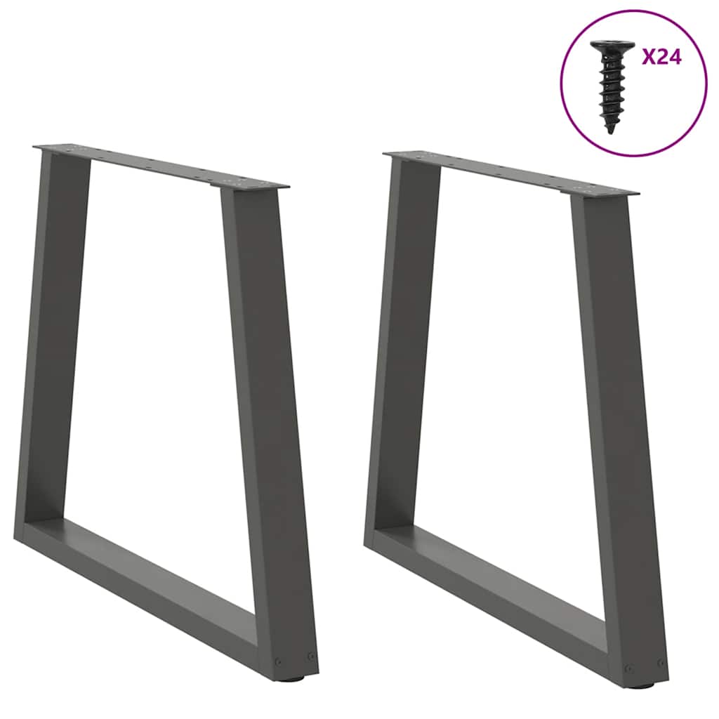 spisebordsben V-formet 2 stk. antracit 80x(72-73,3) cm stål