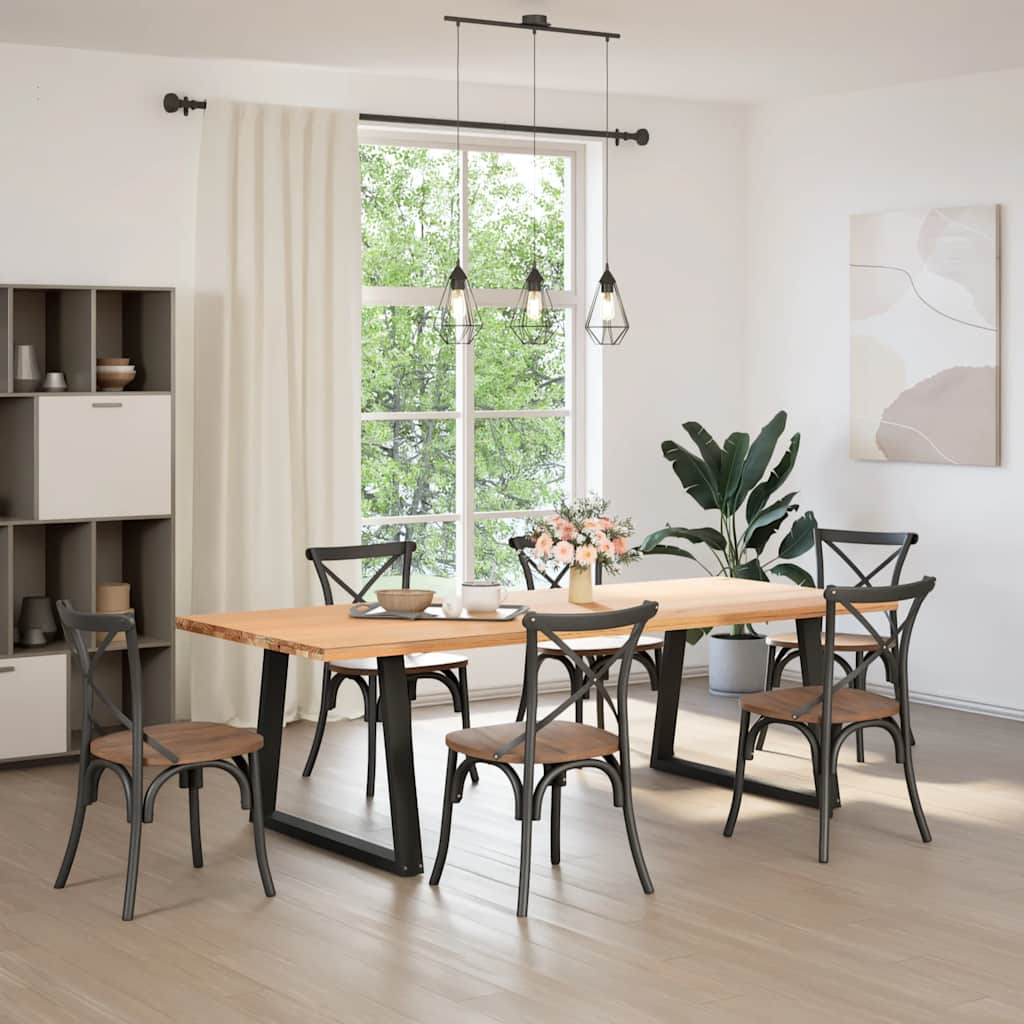spisebordsben V-formet 2 stk. sort 100x(72-73,3) cm stål