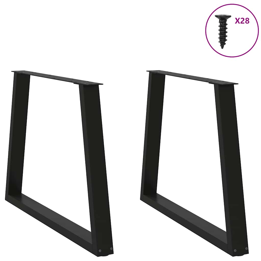 spisebordsben V-formet 2 stk. sort 100x(72-73,3) cm stål