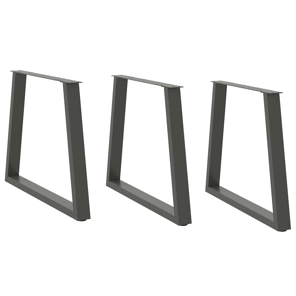 spisebordsben V-formet 3 stk. antracit 80x(72-73,3) cm stål