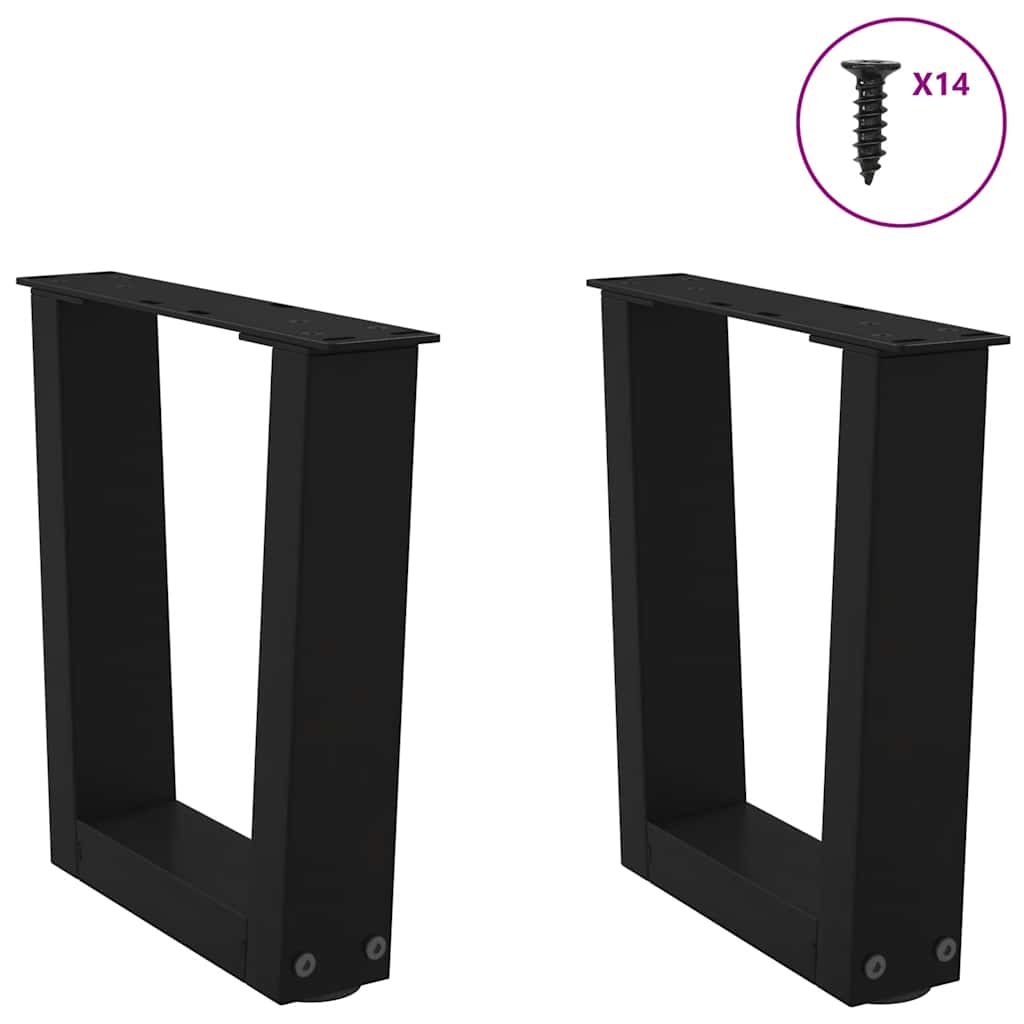 sofabordsben V-formet 2 stk. sort 30x(30-31,3) cm stål
