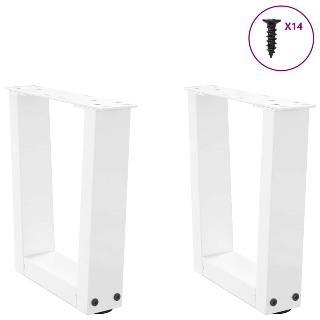 sofabordsben V-formet 2 stk. hvid 30x(30-31,3) cm stål
