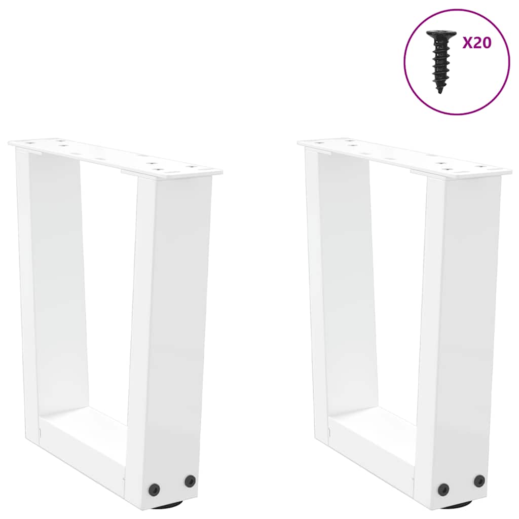 sofabordsben V-formet 2 stk. hvid 40x(30-31,3) cm stål