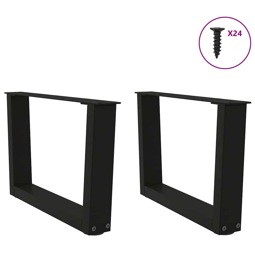 sofabordsben V-formet 2 stk. sort 50x(30-31,3) cm stål