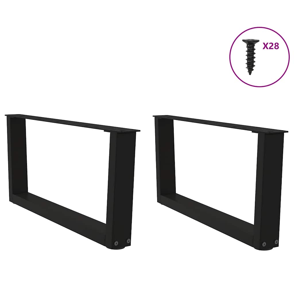 sofabordsben V-formet 2 stk. sort 70 x (30-31,3) cm stål