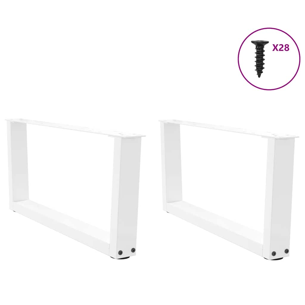 sofabordsben V-formet 2 stk. hvid 70 x (30-31,3) cm stål