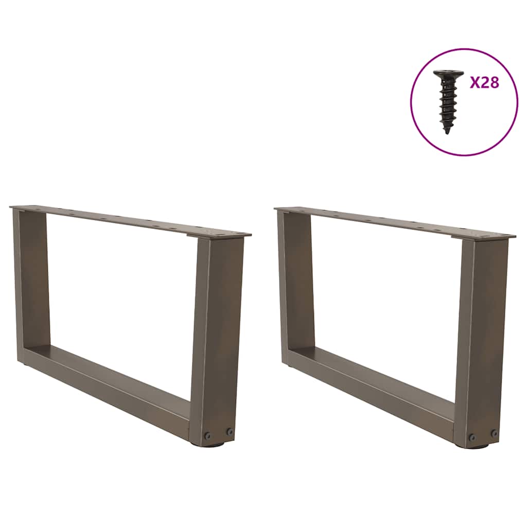 sofabordsben V-formet 2 stk. naturstål 70x(30-31,3) cm stål