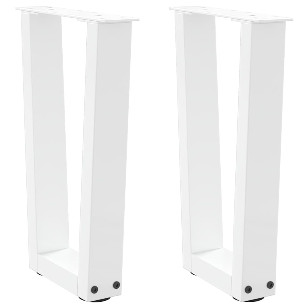 sofabordsben V-formet 2 stk. hvid 28 x (42-43,3) cm stål