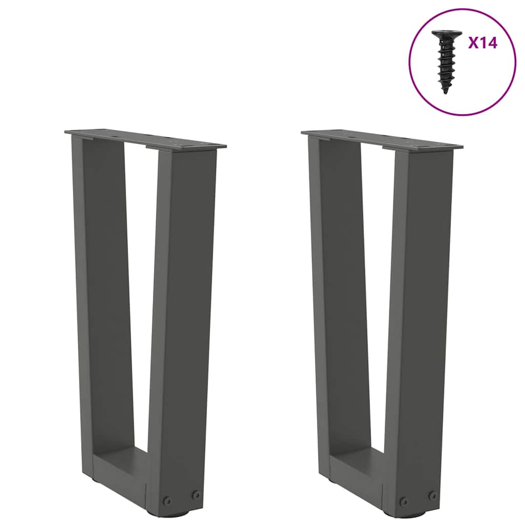 sofabordsben V-formet 2 stk. antracit 28 x (42-43,3) cm stål