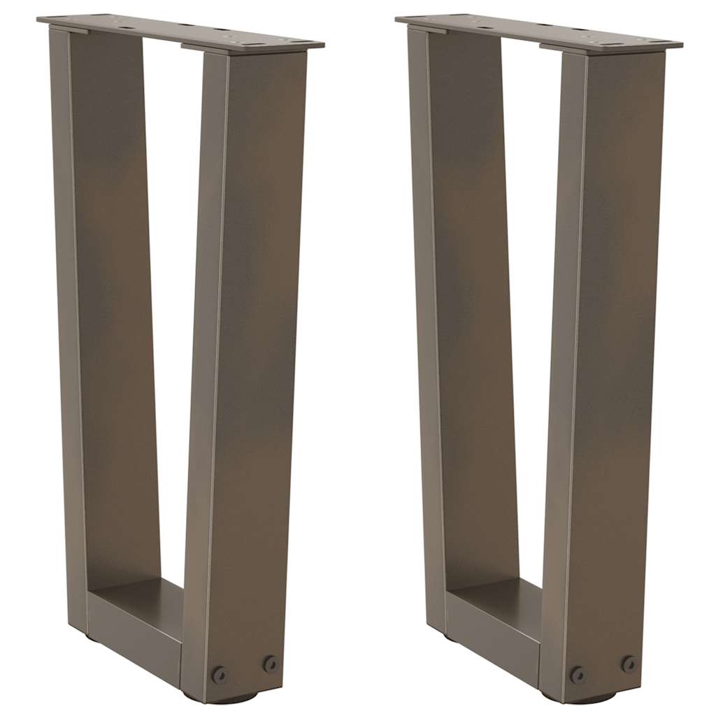 sofabordsben V-formet 2 stk. naturstål 28 x (42-43,3) cm stål