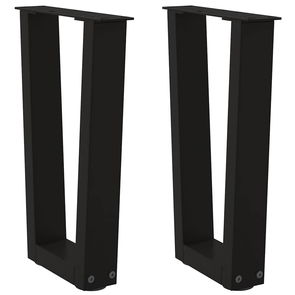 sofabordsben V-formet 2 stk. sort 38 x (42-43,3) cm stål