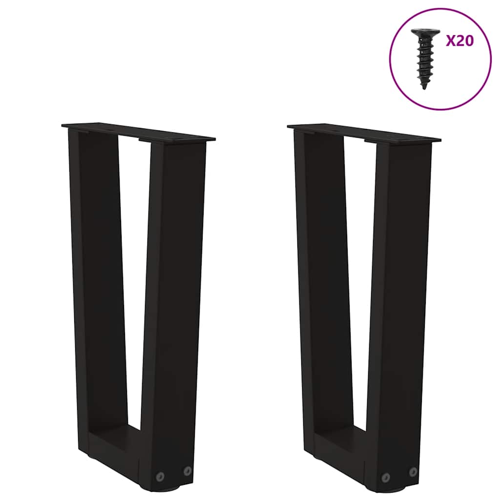 sofabordsben V-formet 2 stk. sort 38 x (42-43,3) cm stål