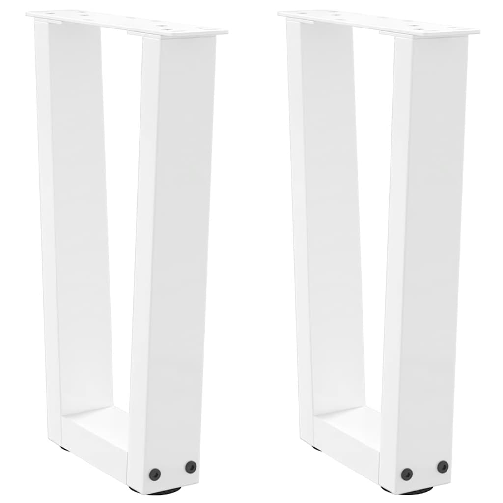 sofabordsben V-formet 2 stk. hvid 38 x (42-43,3) cm stål