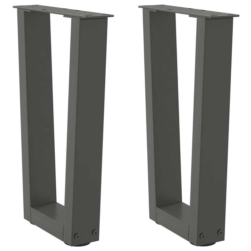 sofabordsben V-formet 2 stk. antracit 38 x (42-43,3) cm stål