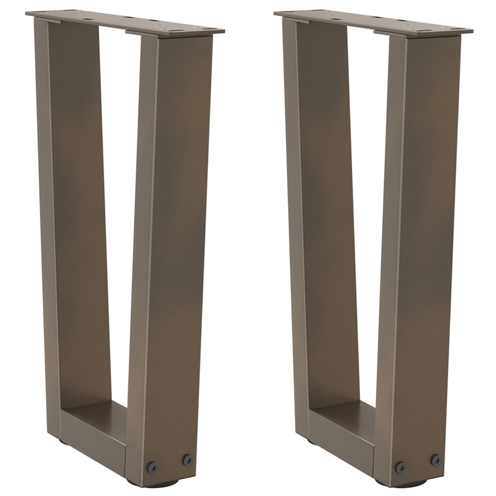sofabordsben V-formet 2 stk. naturstål 38 x (42-43,3) cm stål