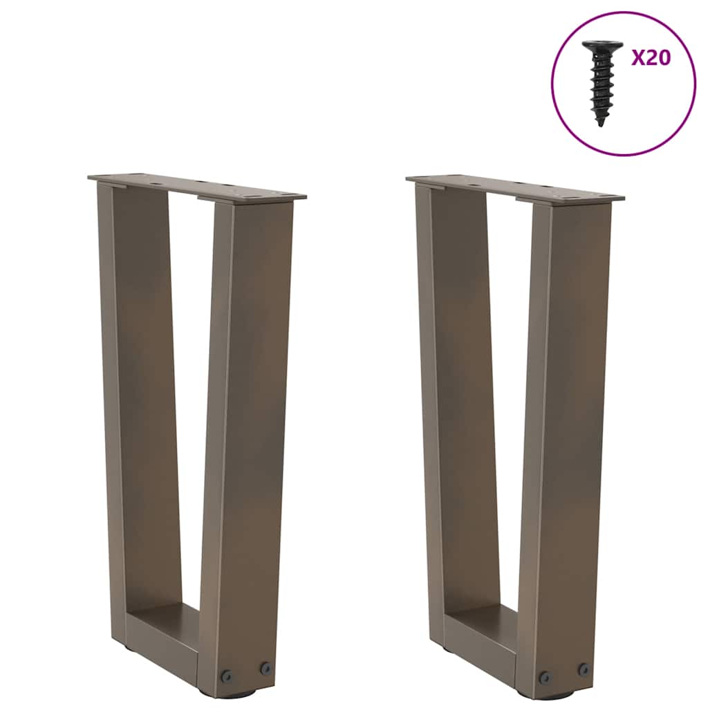sofabordsben V-formet 2 stk. naturstål 38 x (42-43,3) cm stål