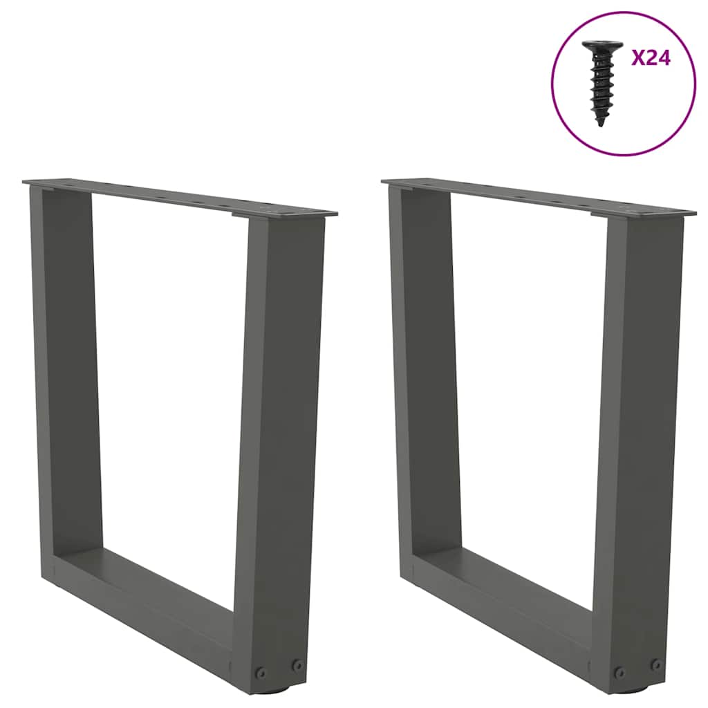 sofabordsben V-formet 2 stk. antracit 50x(42-43,3) cm stål
