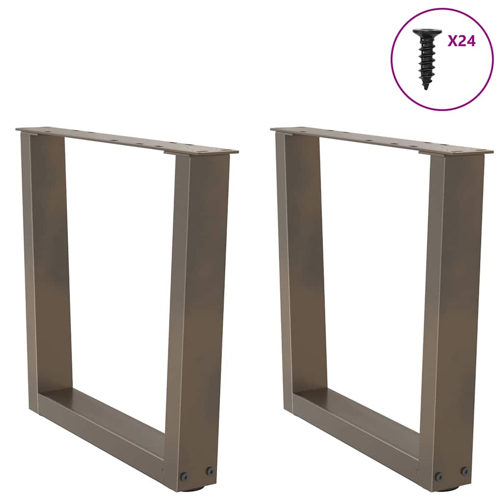 sofabordsben V-formet 2 stk. naturstål 50x(42-43,3) cm stål