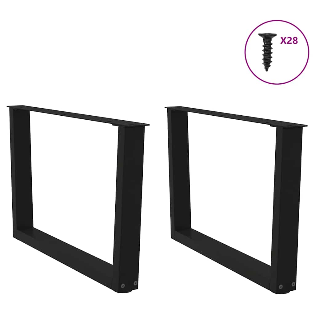sofabordsben V-formet 2 stk. sort 70 x (42-43,3) cm stål