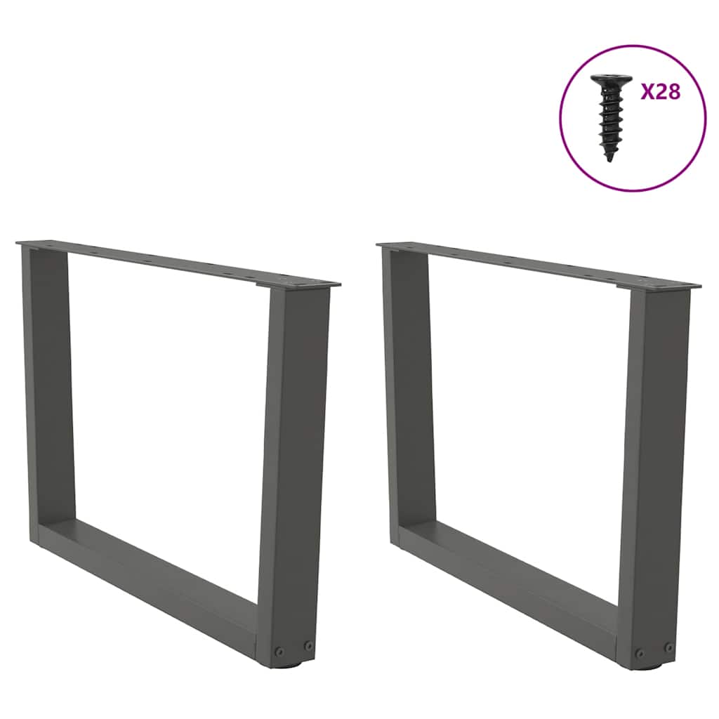 sofabordsben V-formet 2 stk. antracit 70 x (42-43,3) cm stål