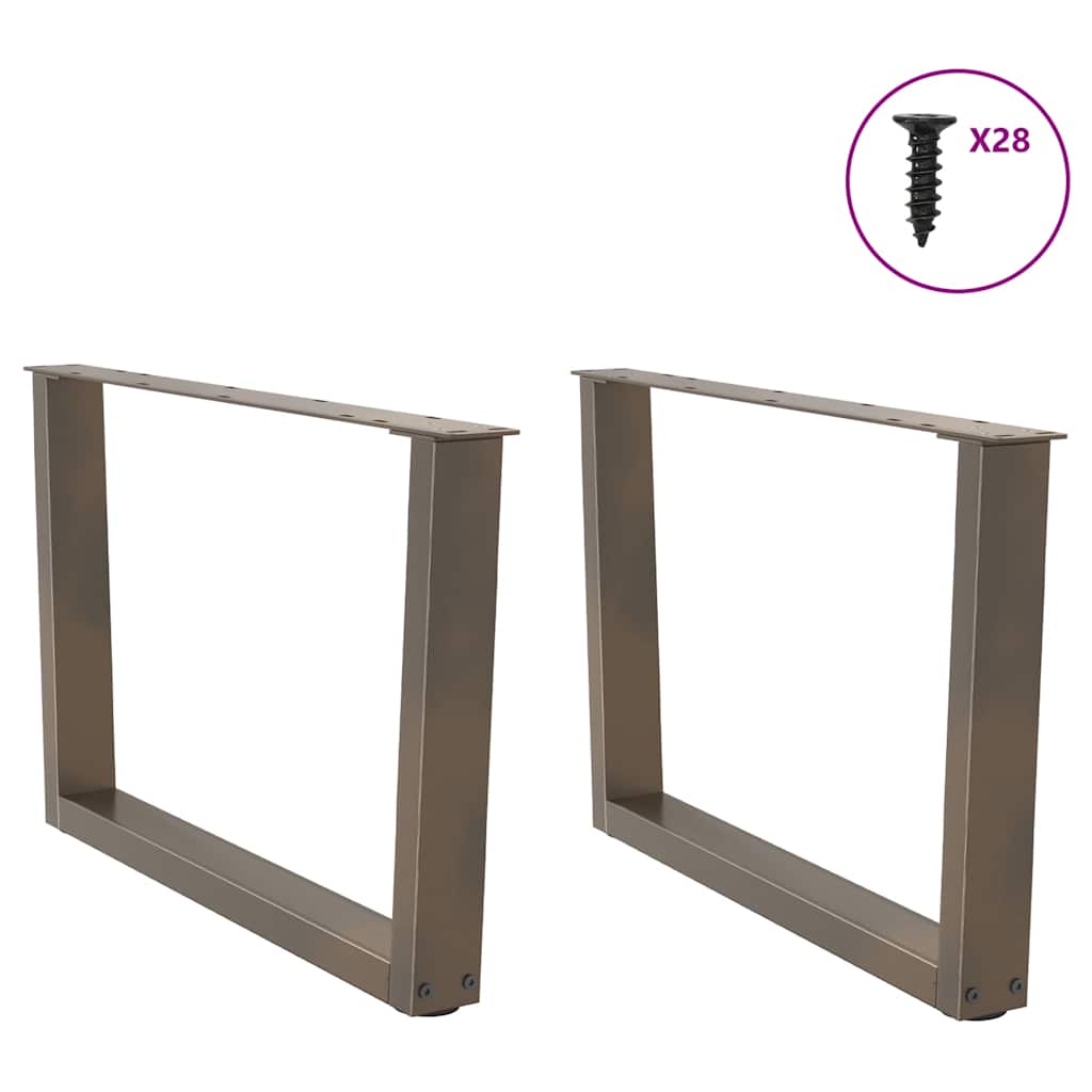 sofabordsben V-formet 2 stk. naturstål 70 x (42-43,3) cm stål
