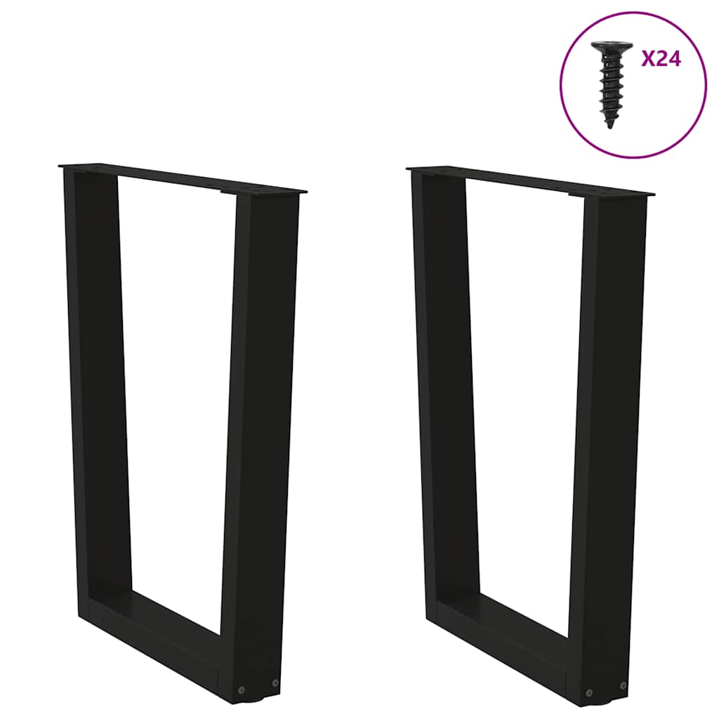 spisebordsben V-formet 2 stk. sort 60 x (72-73,3) cm stål