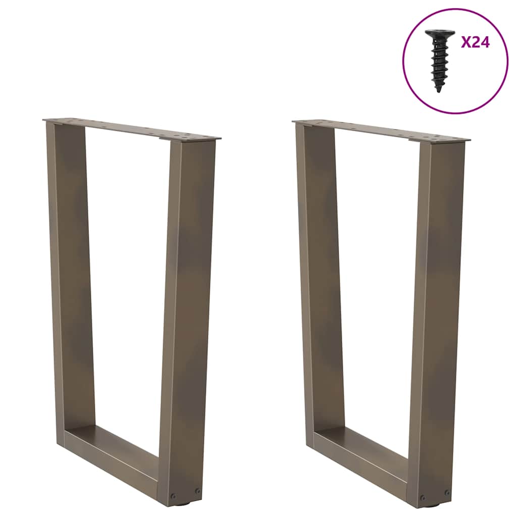 spisebordsben V-formet 2 stk. naturstål 60 x (72-73,3) cm stål