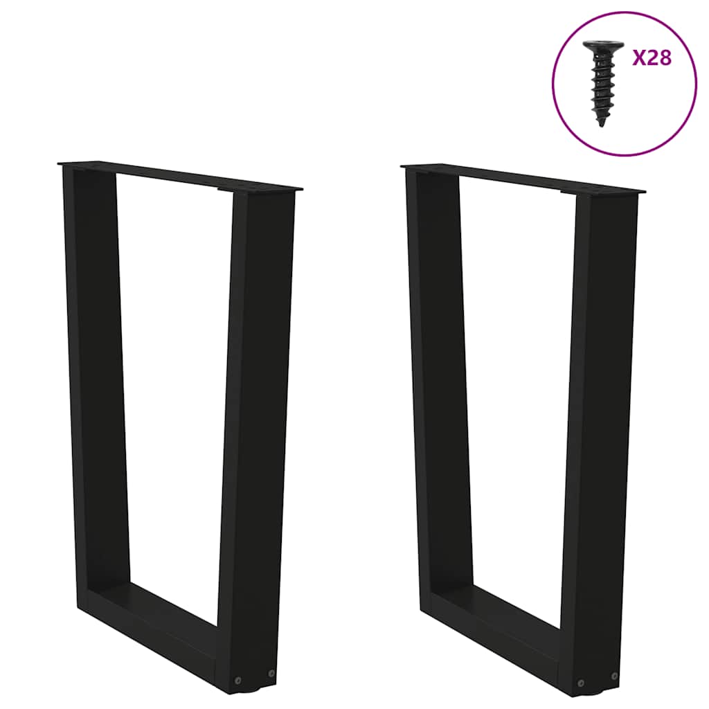 spisebordsben V-formet 2 stk. sort 70 x (72-73,3) cm stål