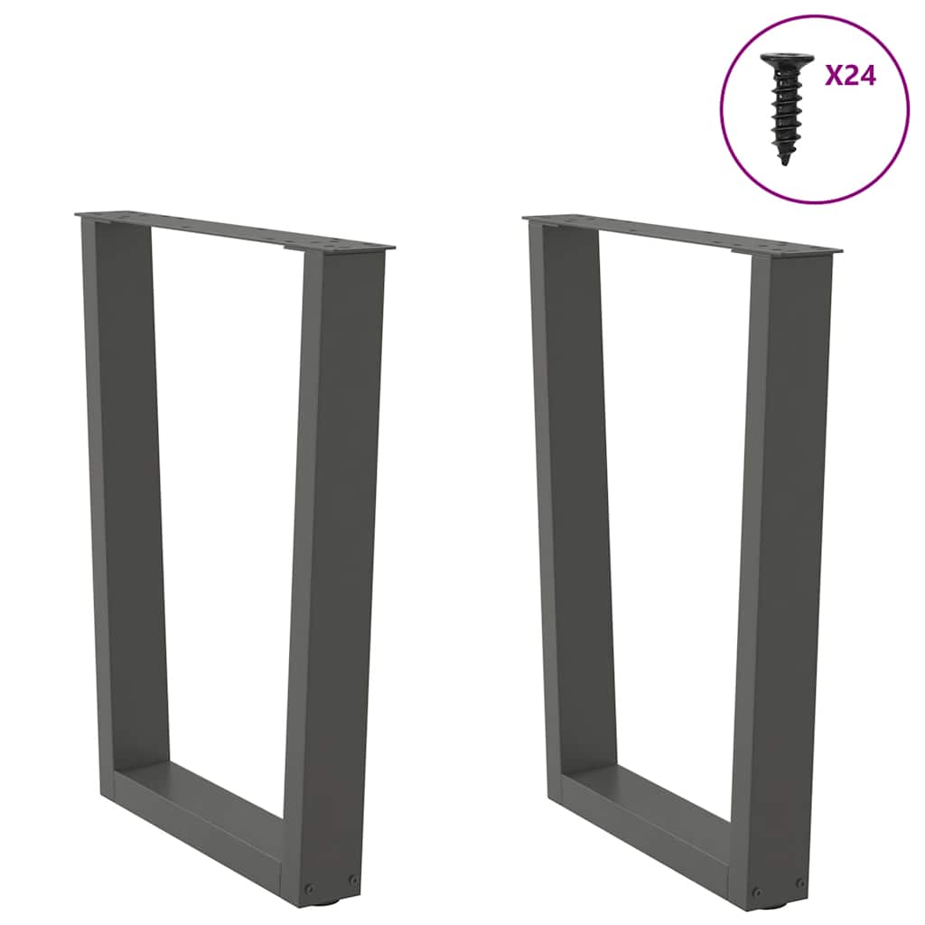 spisebordsben V-formet 2 stk. antracit 70 x (72-73,3) cm stål