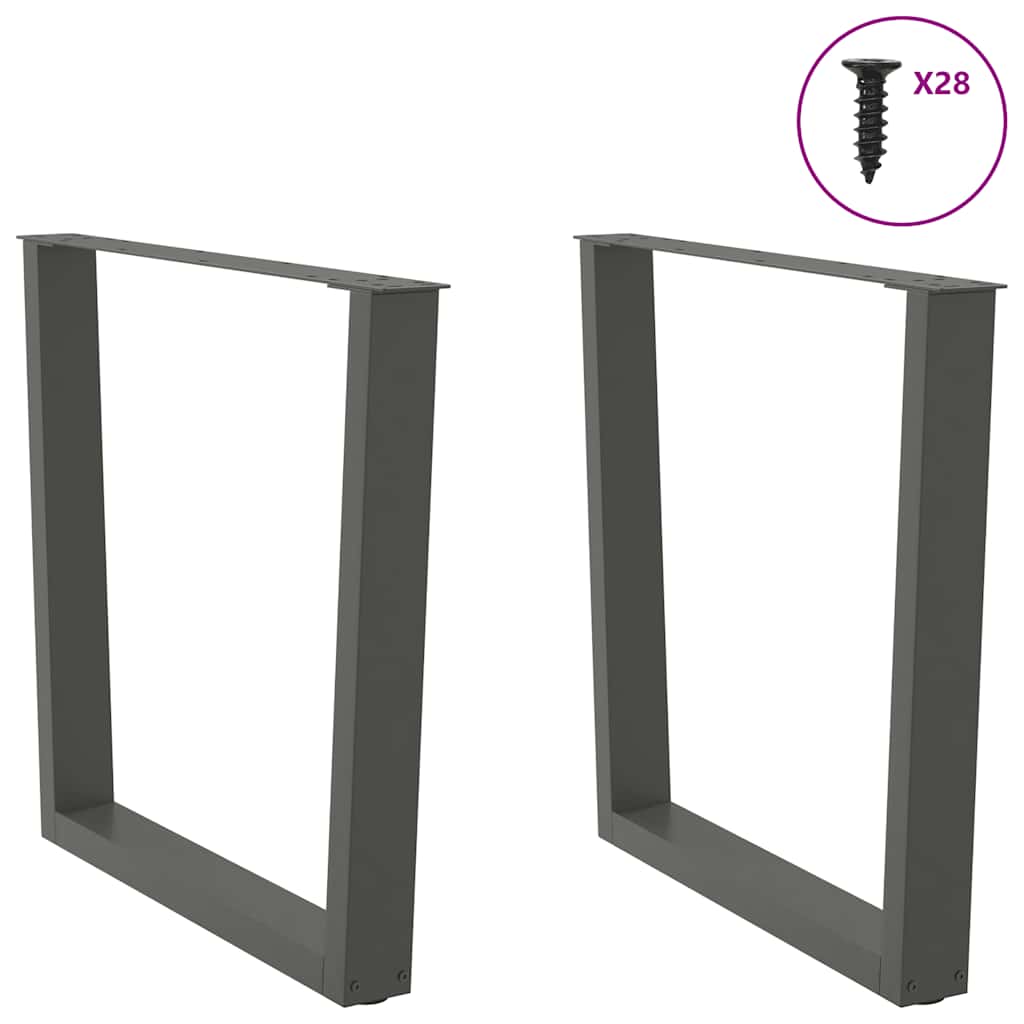spisebordsben V-formet 2 stk. antracit 80x(72-73,3) cm stål