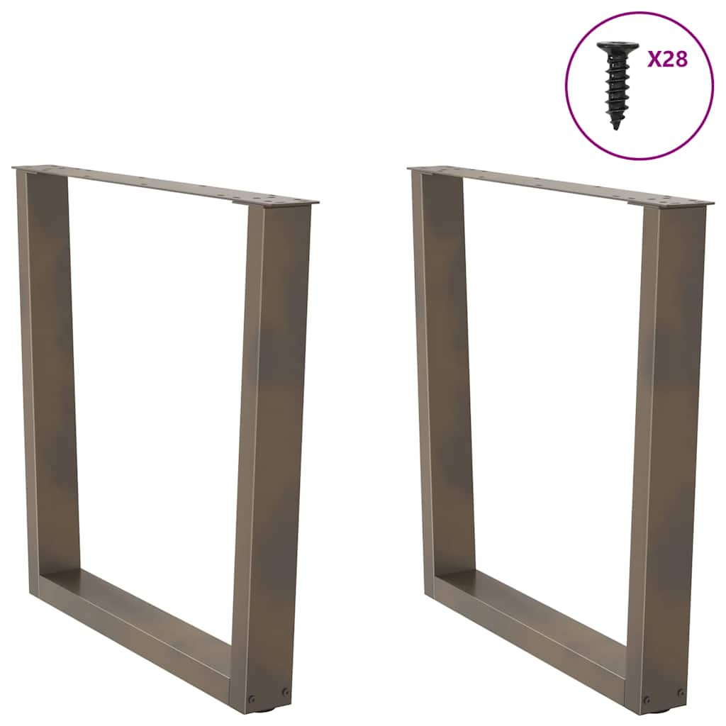 spisebordsben V-formet 2 stk. naturstål 80x(72-73,3) cm stål
