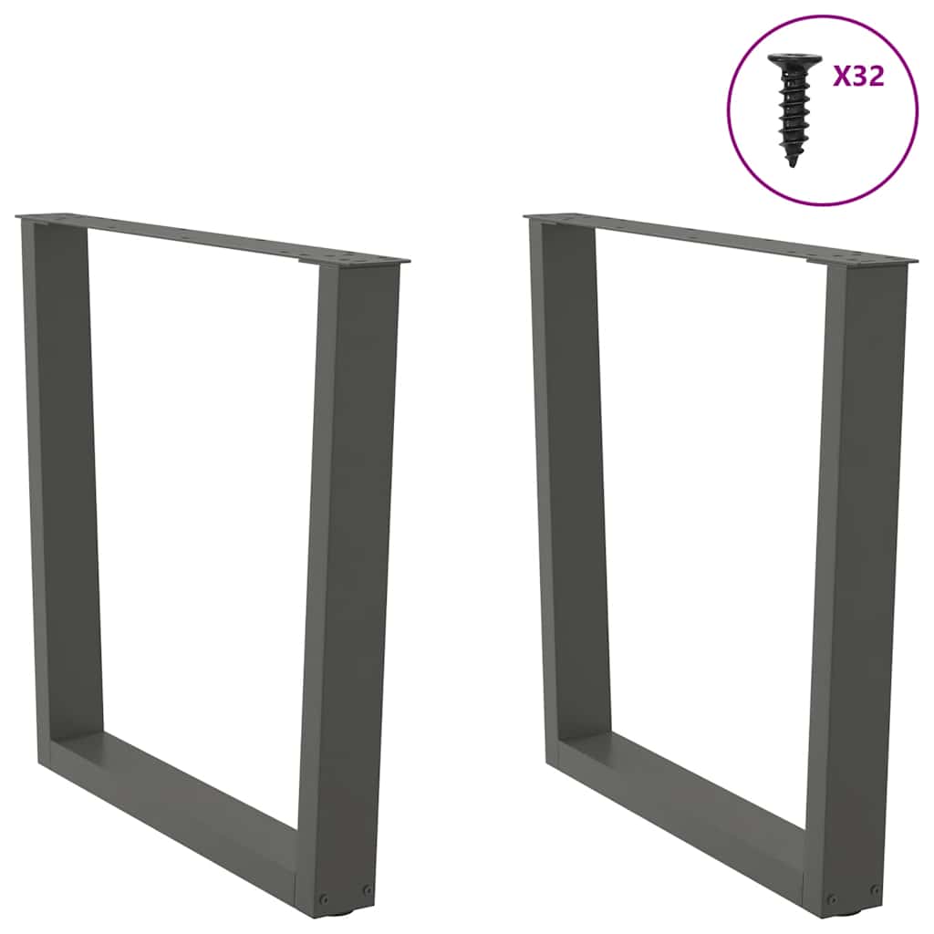 spisebordsben V-formet 2 stk. antracit 90 x (72-73,3) cm stål